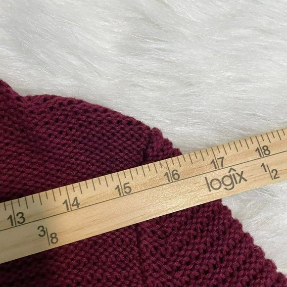 Tilly's Rusty Brand Cable Knit Tunic High Low Burgundy Sweater Size L - NWT - Picture 9 of 9